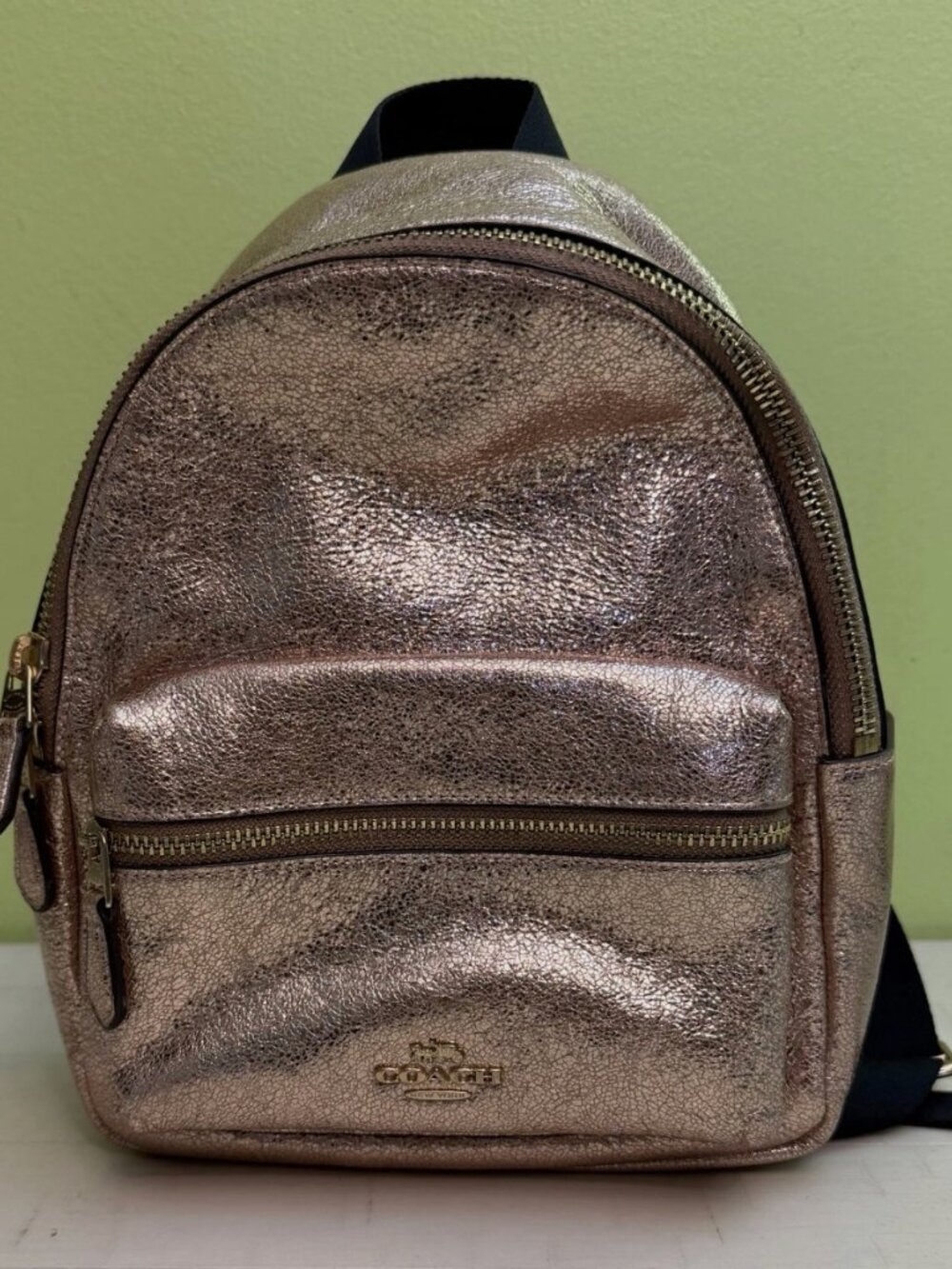 Coach Mini Charlie Backpack Rose Gold Metallic Leather F35238 - Rare